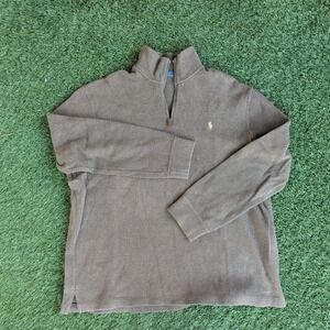 Polo Ralph Lauren Mens XL Brown 100% Cotton Quarter Zip Pullover Sweater Soft